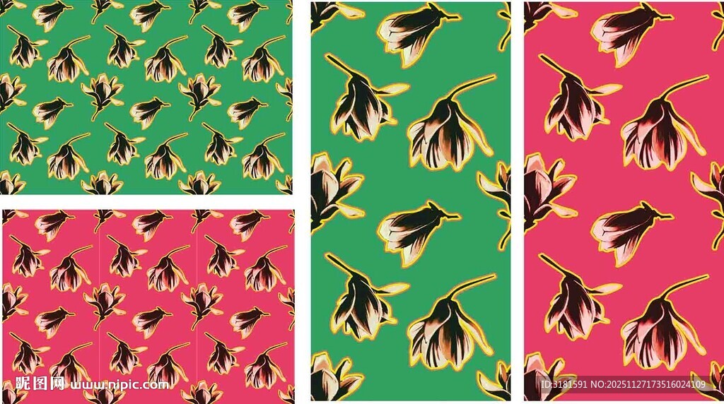 多彩企鹅图案布料设计