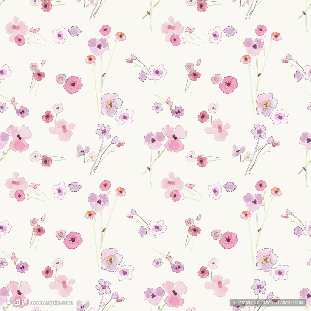 粉色小花无缝花卉图案