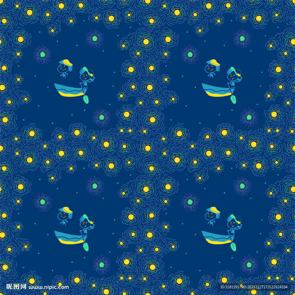 蓝色星空小鸭图案背景