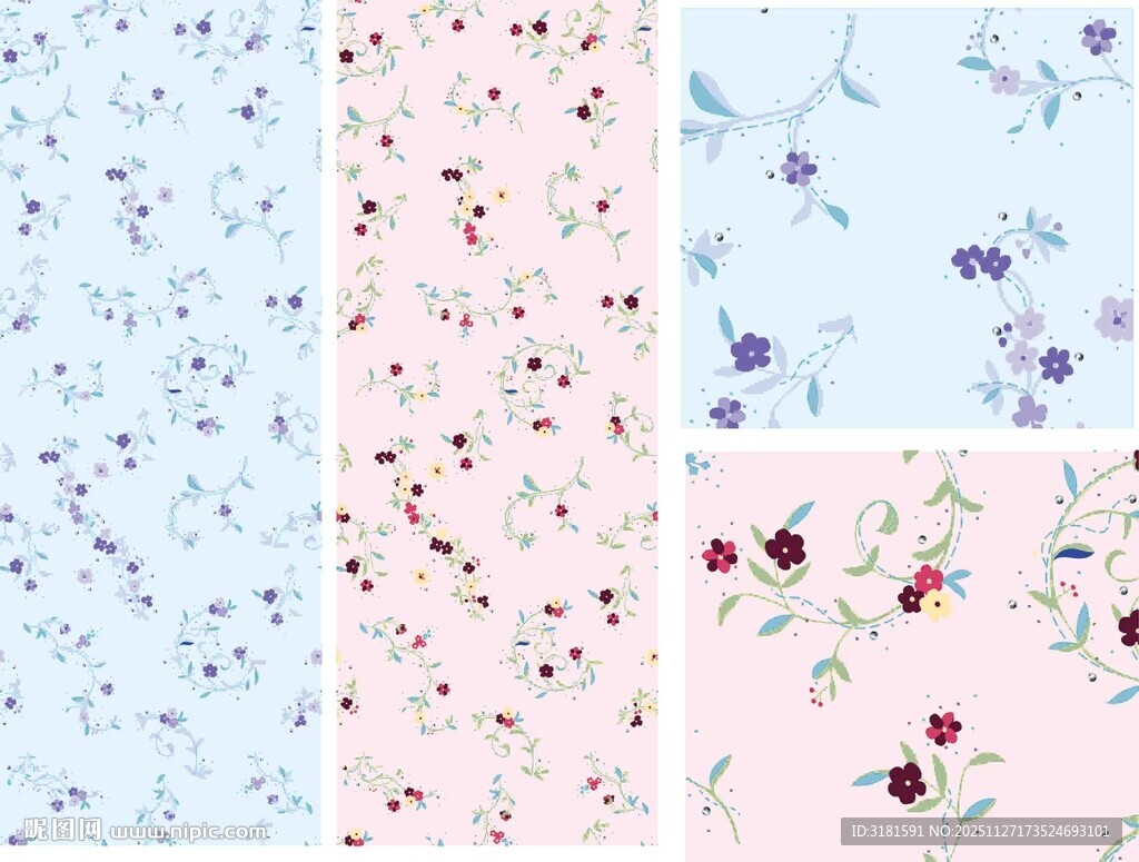 清新花卉图案背景集合