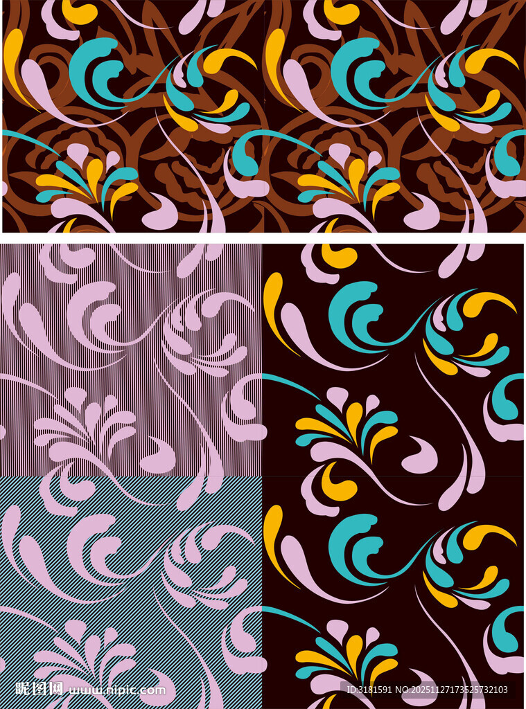 多彩花卉图案设计素材