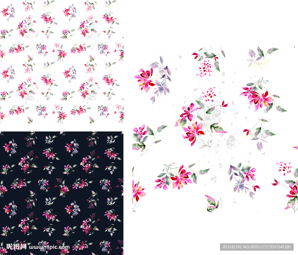 花卉图案布料展示