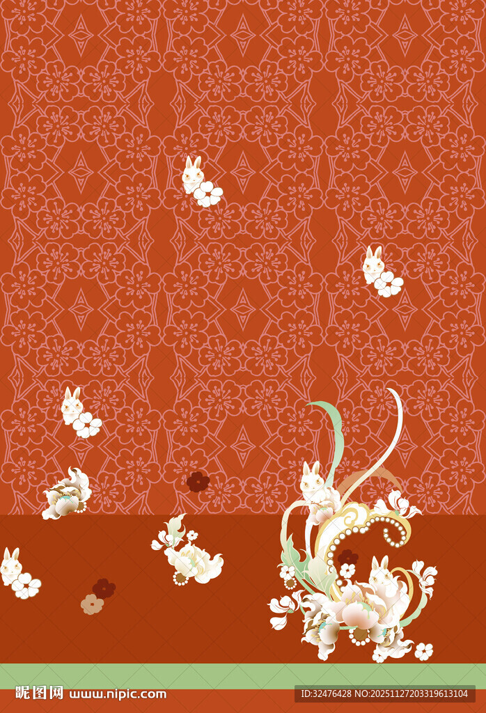 中式古典花卉蝴蝶背景图