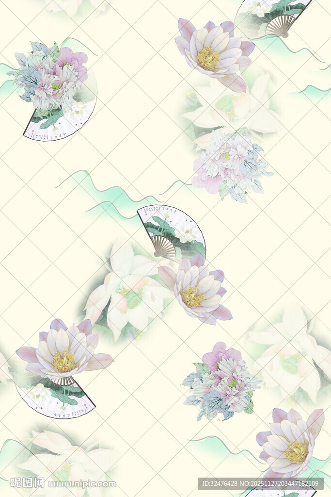 淡雅水墨花卉图案背景