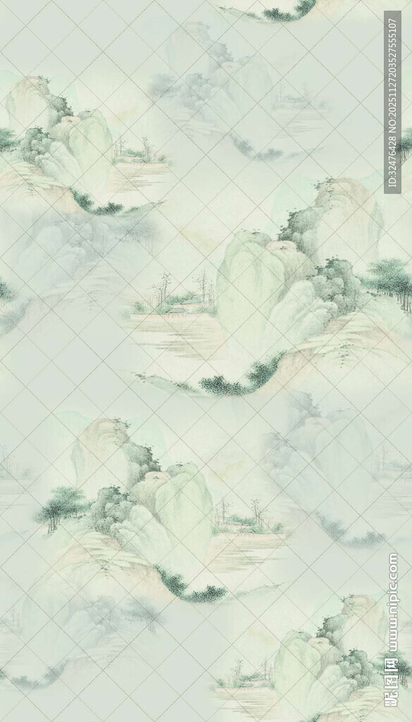 中式水墨山水纹理图案