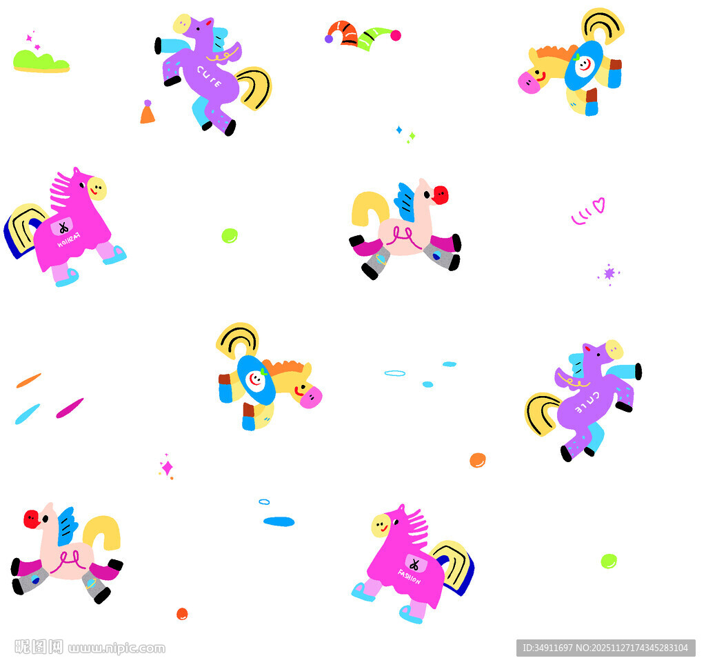 可爱卡通小马装饰图案