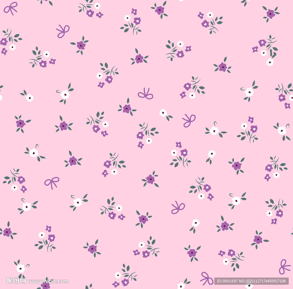 粉色底紫色小花图案背景
