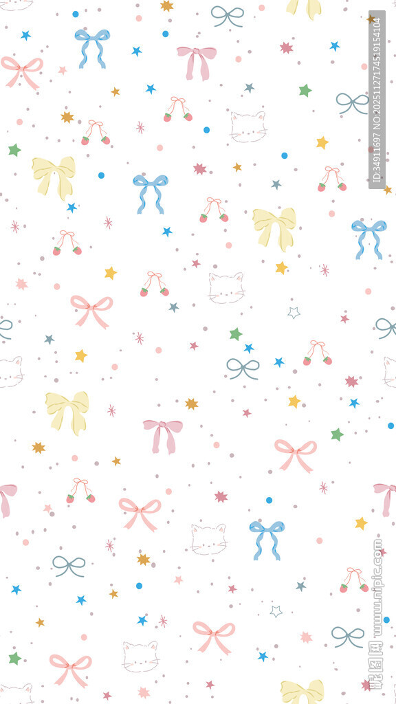 多彩蝴蝶结星星图案背景