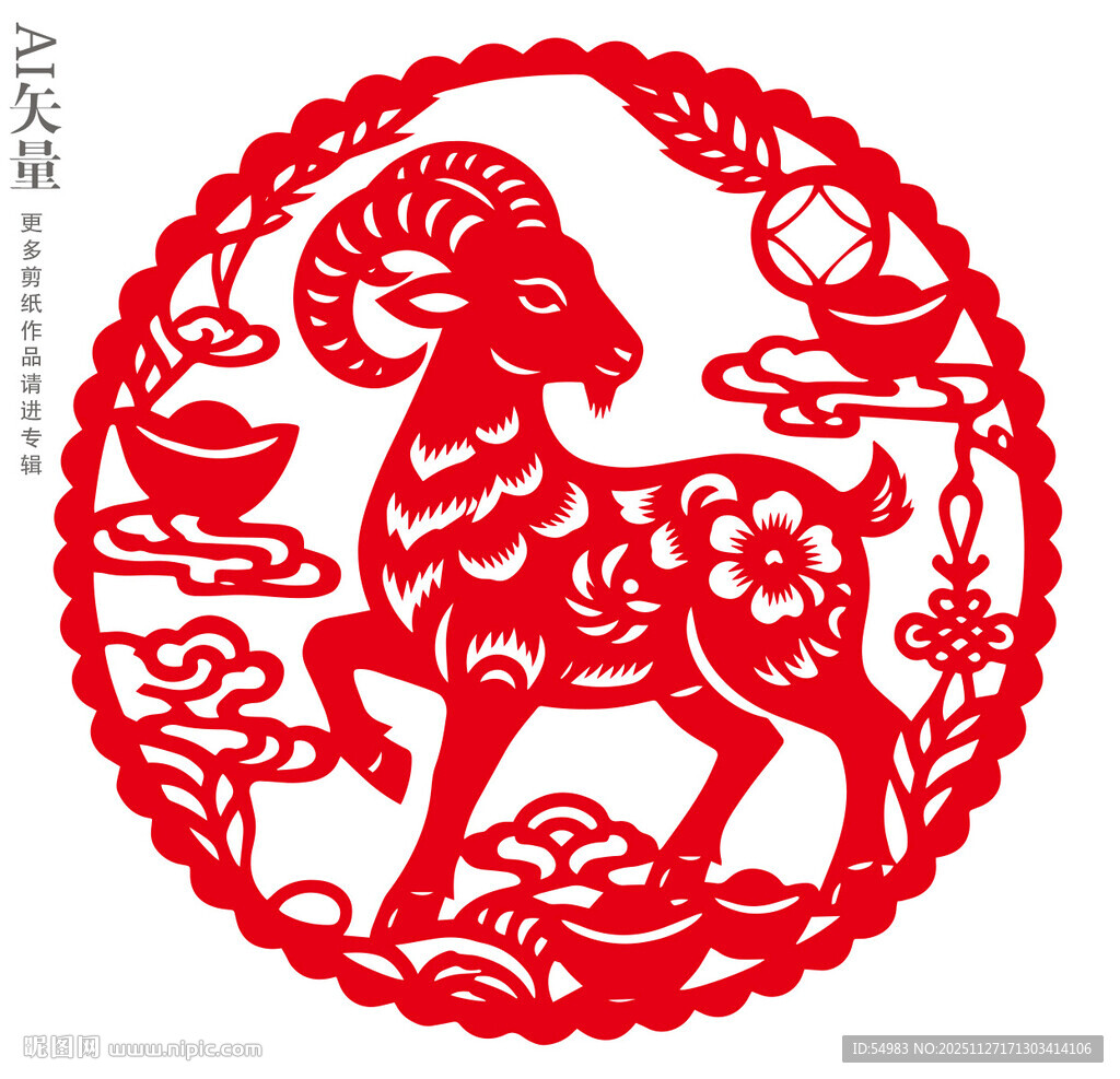 羊年剪纸窗花新年静电贴