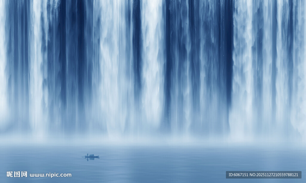 高山流水瀑布山水图