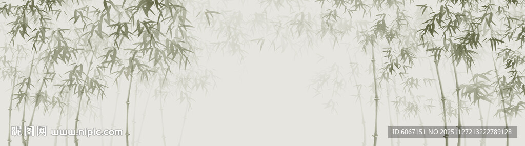 新中式水墨竹林背景墙