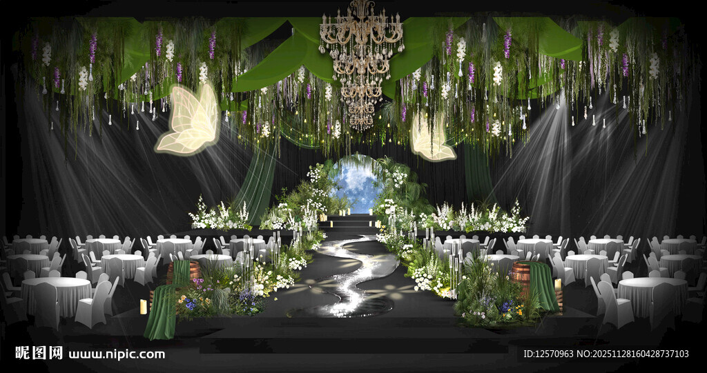 绿野仙踪主题婚礼效果图布幔森系