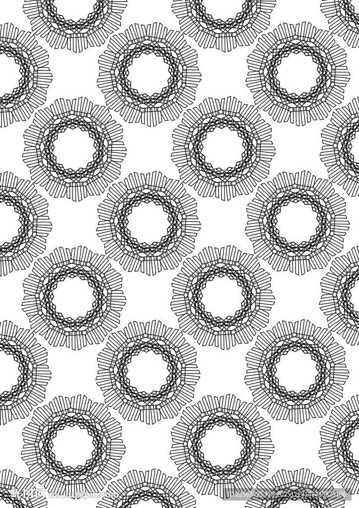 黑白环形重复图案纹理