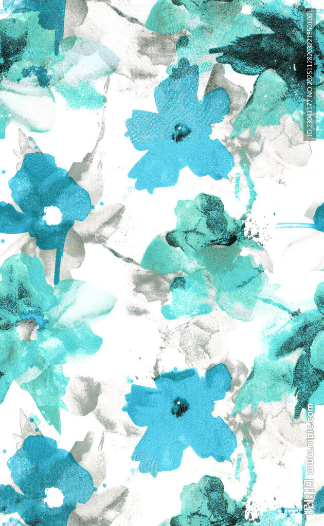 蓝绿花卉图案背景