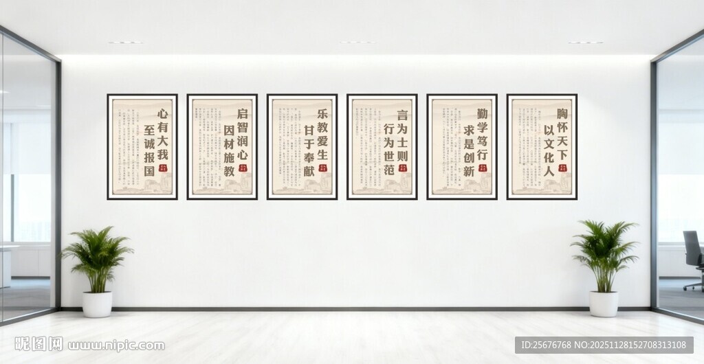 校园中式书法挂画展板装饰