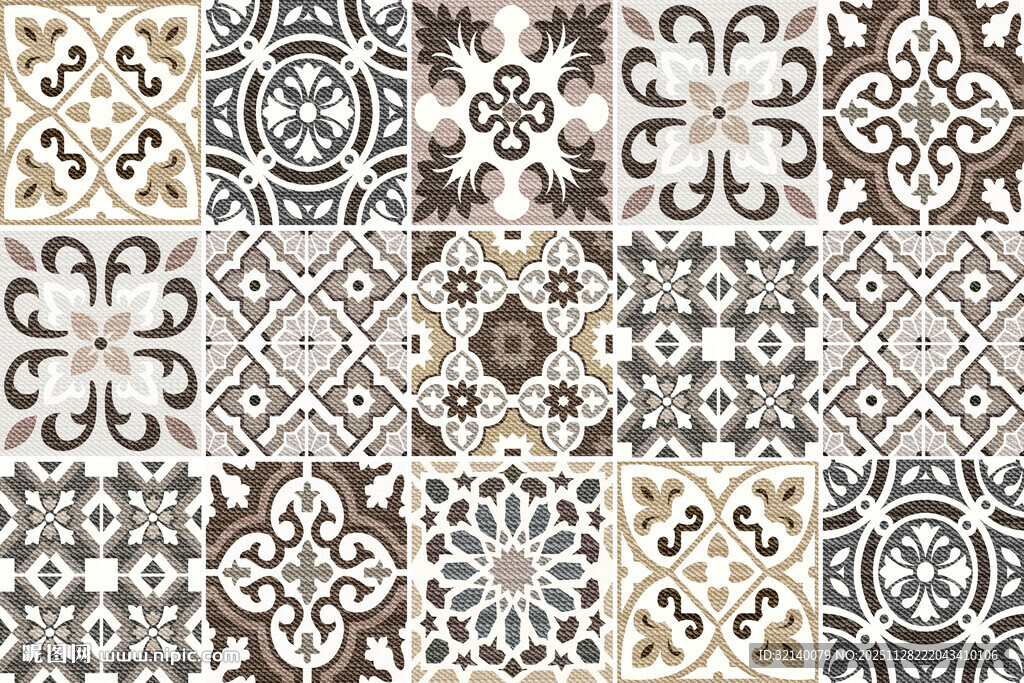 复古花纹瓷砖图案设计