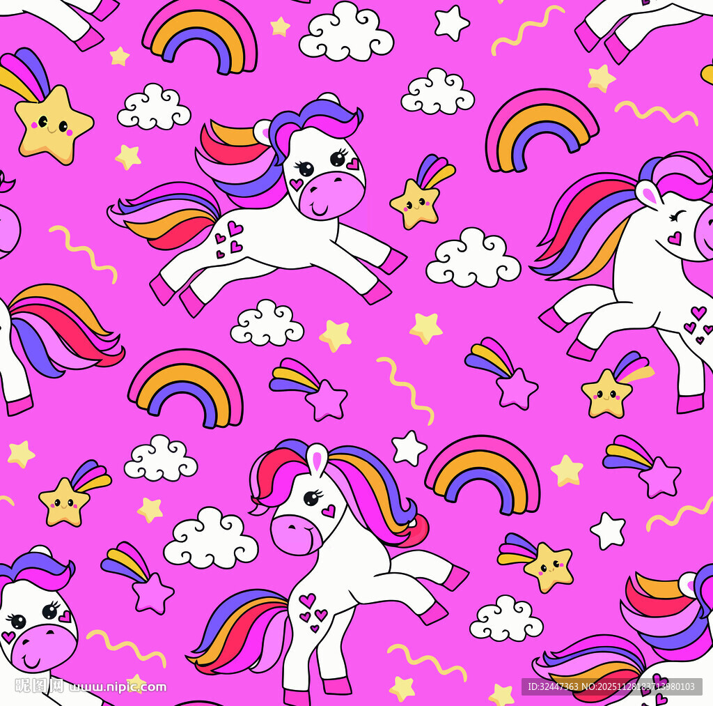 梦幻独角兽粉色卡通图案