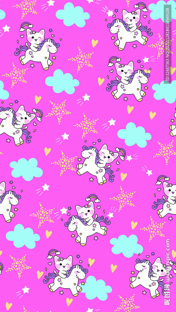 梦幻独角兽粉色背景图案