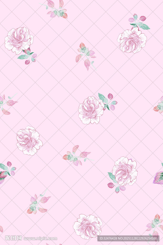 粉色花卉几何图案背景