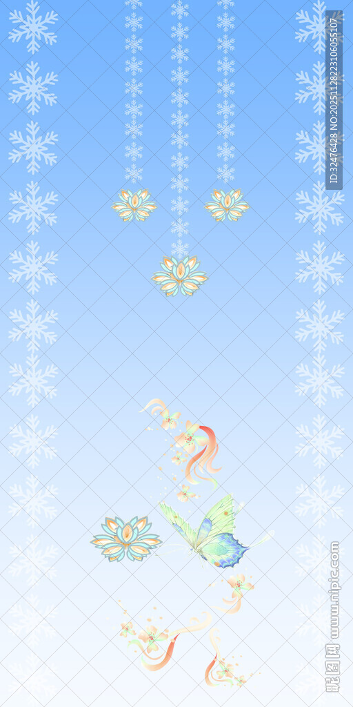 梦幻雪花装饰的节日背景