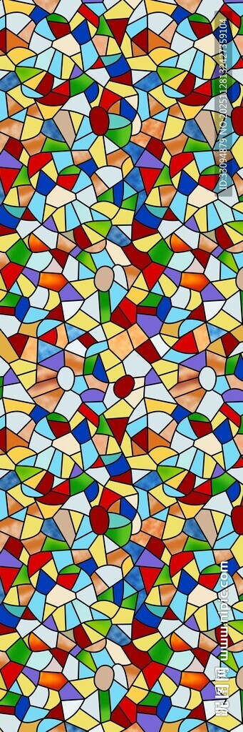 高清分层马赛克彩绘玻璃打印图