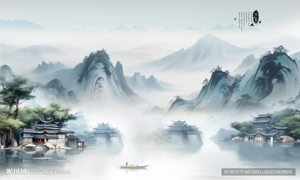 山水意境中国风水墨画