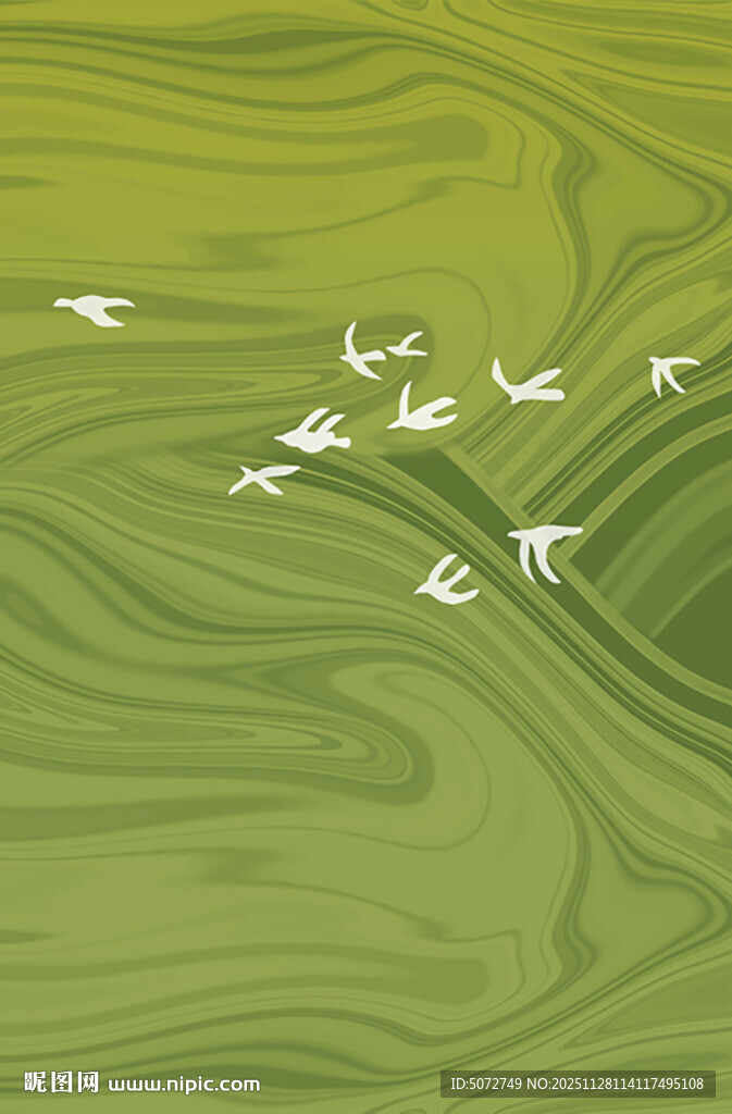 绿波上的飞鸟群装饰画