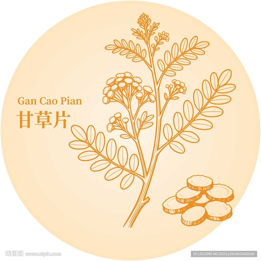 传统中药材甘草片图案