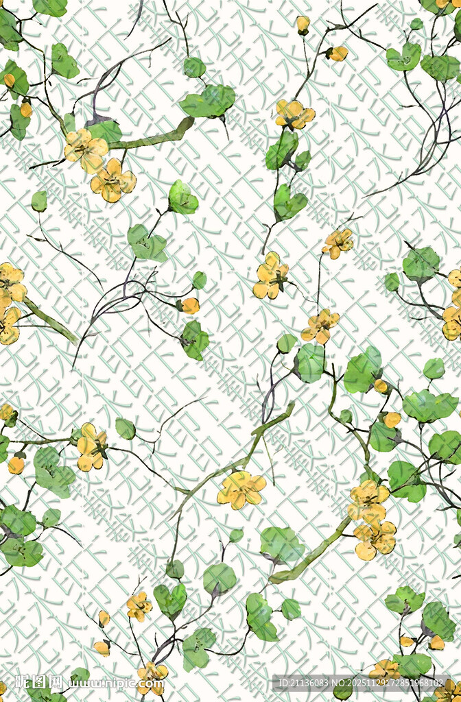 清新银杏花卉图案背景