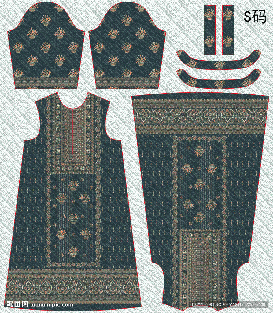 传统中式服饰图案设计稿