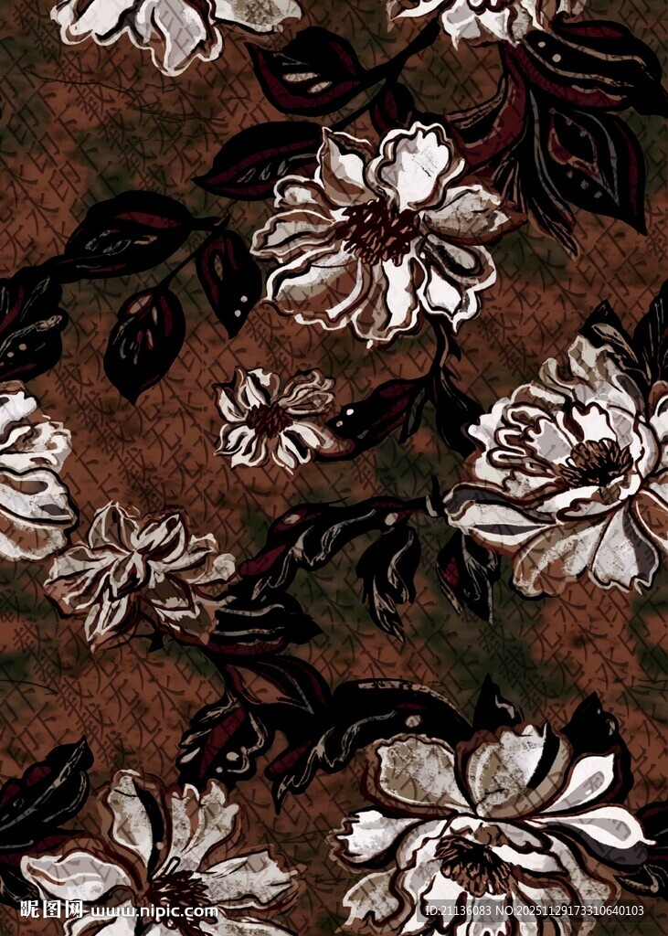 复古花卉图案布料