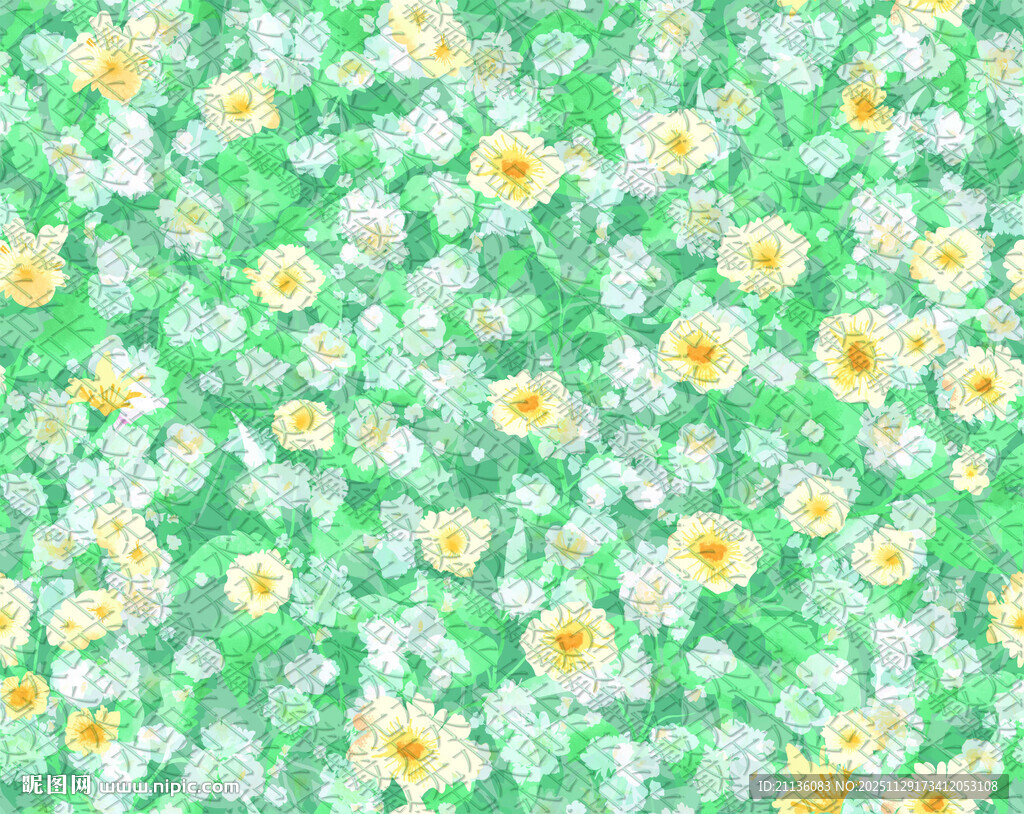 清新绿底小花图案背景