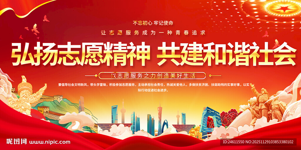 弘扬志愿精神标语展板