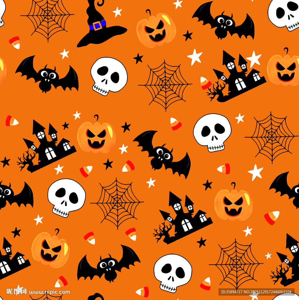 万圣节主题橙色图案背景