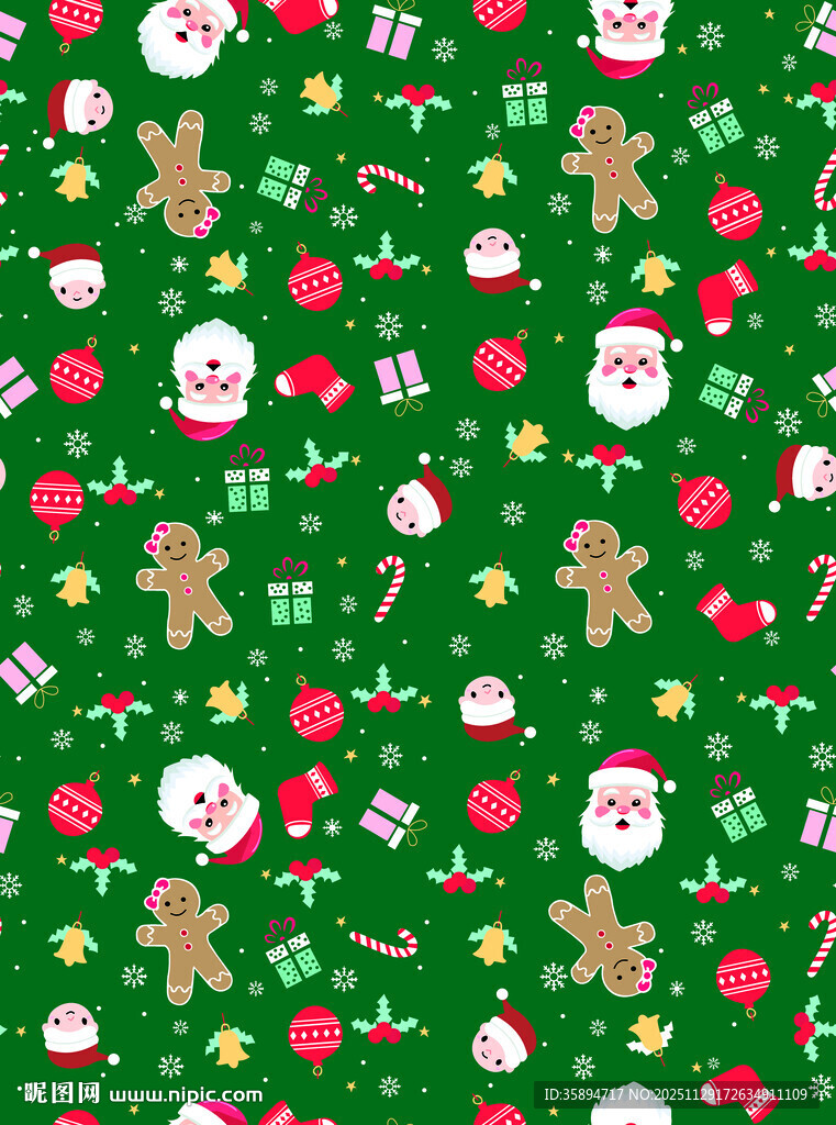 圣诞主题绿色节日图案背景