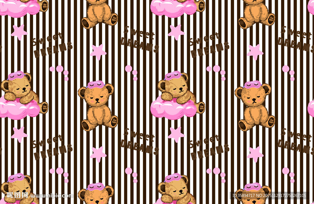 小熊条纹粉色图案背景