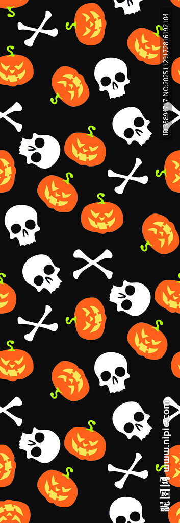 万圣节元素无缝图案背景