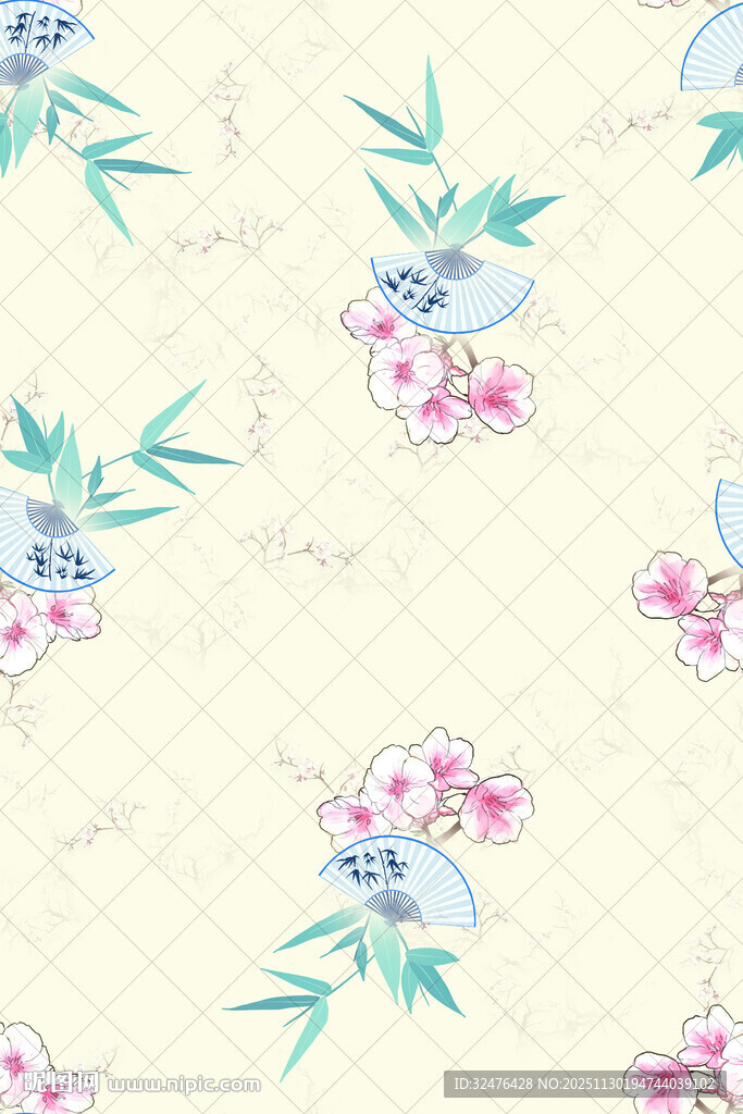 淡雅花卉竹叶图案背景
