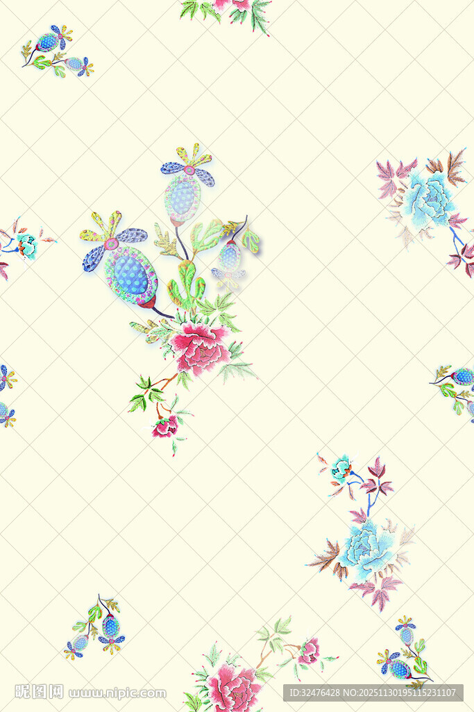 花卉图案背景清新雅致