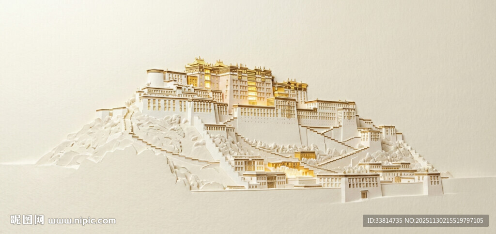 布达拉宫金色建筑模型的精致呈现