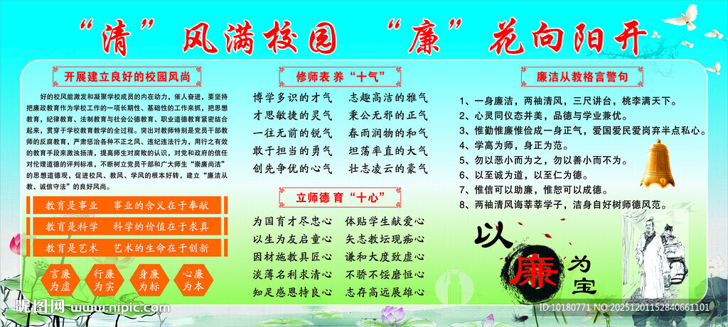 清风满校园  廉洁宣传栏