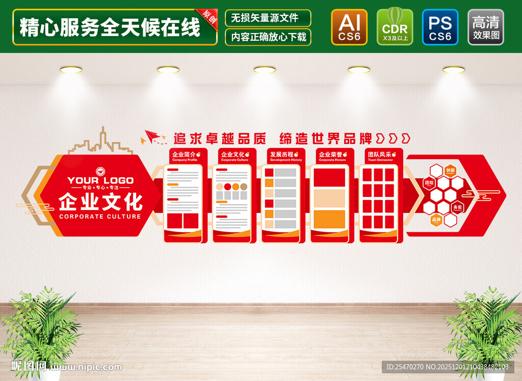 红色企业文化墙