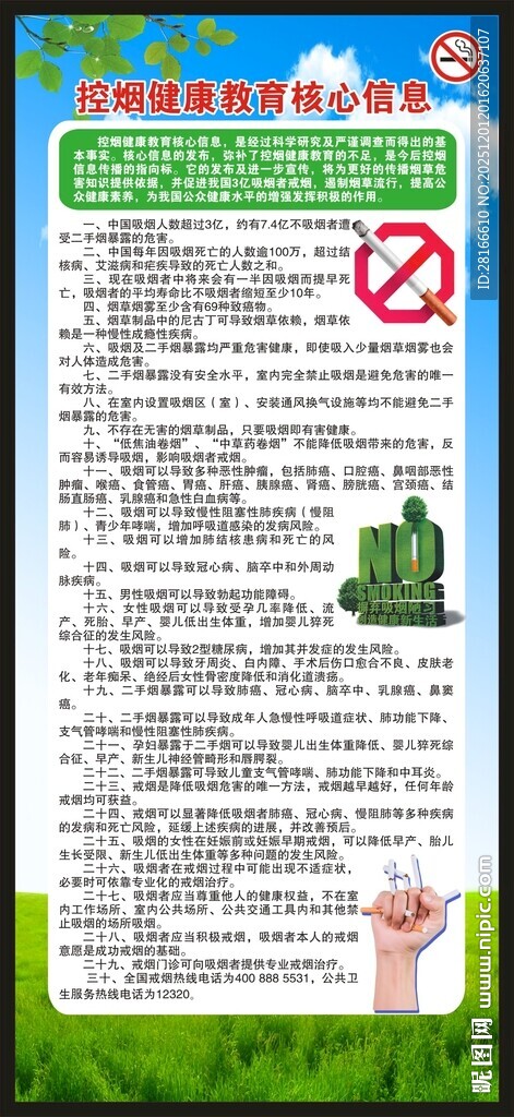 控烟健康教育核心信息展架