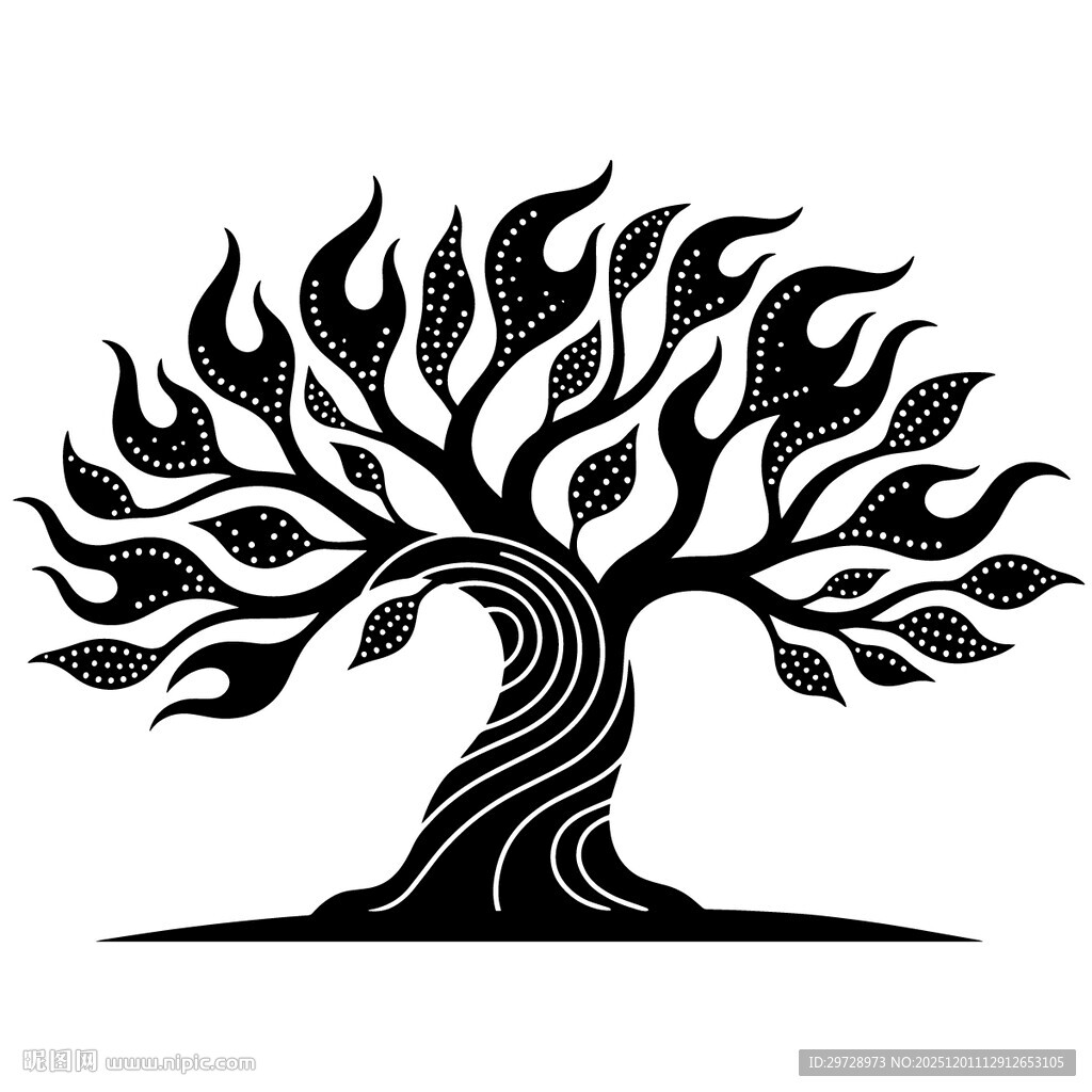 火焰风格抽象树图案