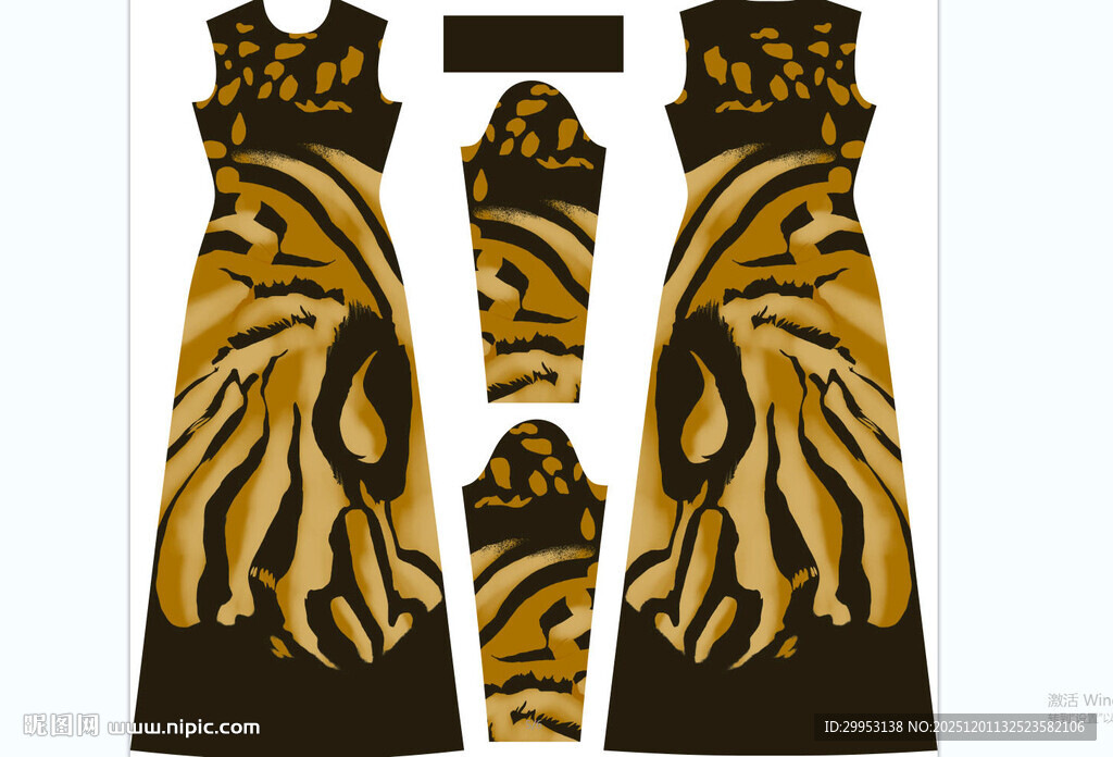 老虎图案手套设计稿