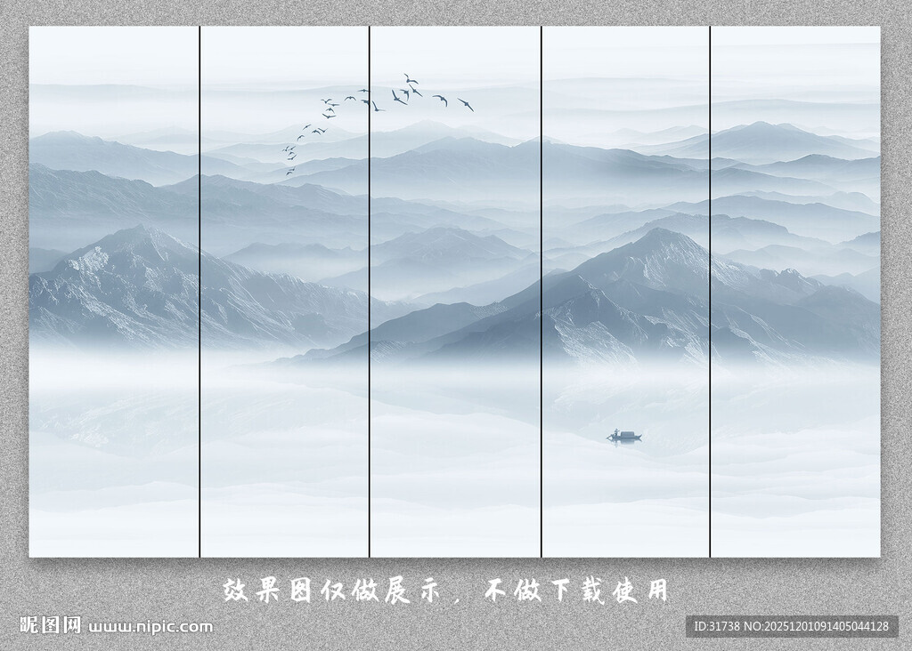 新中式水墨山水画背景墙