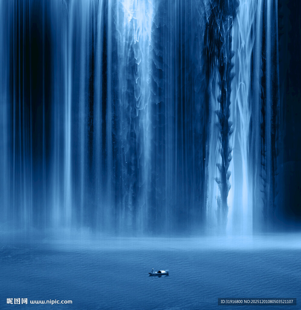 高山流水瀑布山水图