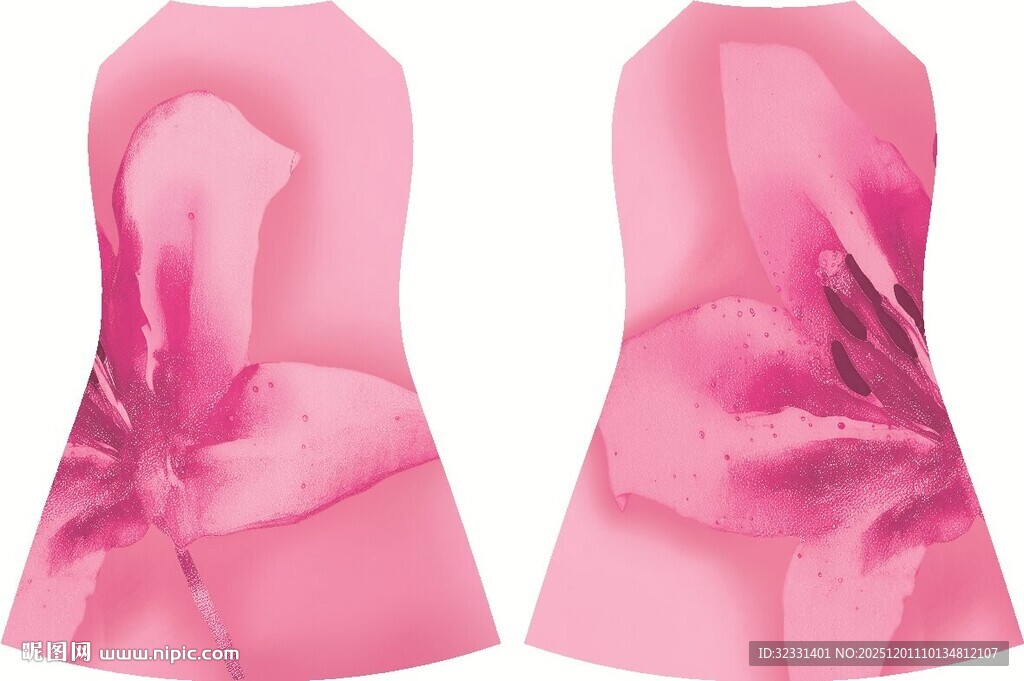 粉色花卉图案女士连衣裙