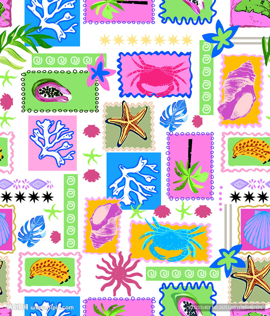 海洋生物多彩图案设计