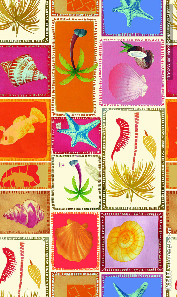 多彩海洋生物图案集合